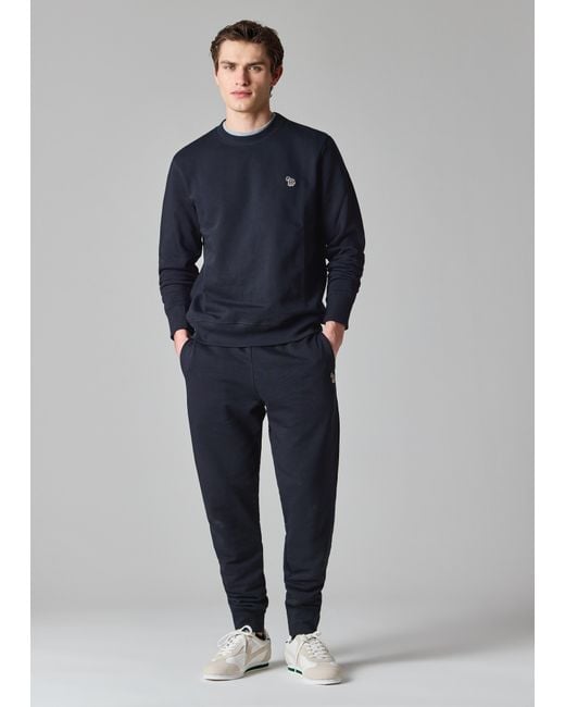 Paul Smith Blue Dark Cotton Zebra Logo Sweatshirt for men