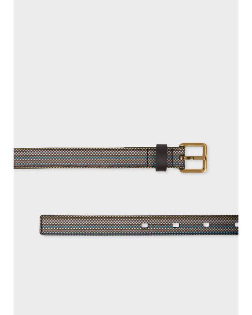 Paul Smith Metallic 'Signature Stripe' Check Belt