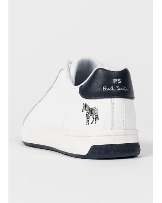 Paul Smith White Leather 'Albany' 'Zebra' Trainers for men