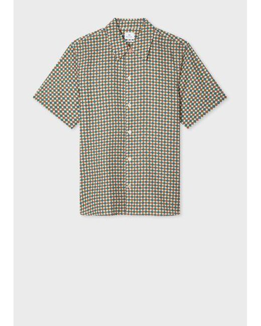 Paul Smith Gray 'Geo Tile' Print Lyocell-Cotton Shirt for men