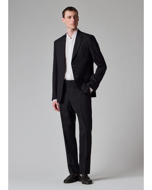 Paul Smith Black Tapered-Fit Dark Linen Trousers for men