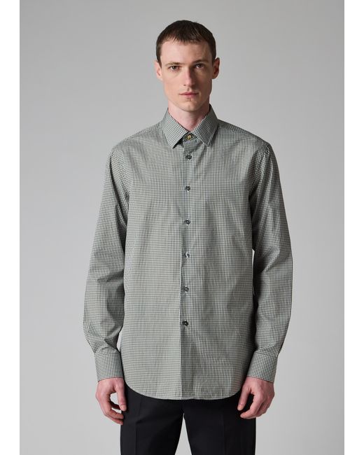 Paul Smith Gray Regular-Fit Gingham Shirt for men