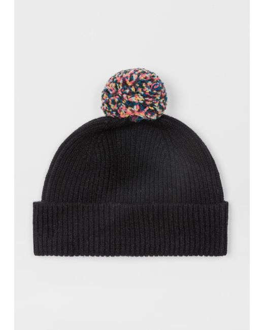 black wool bobble hat