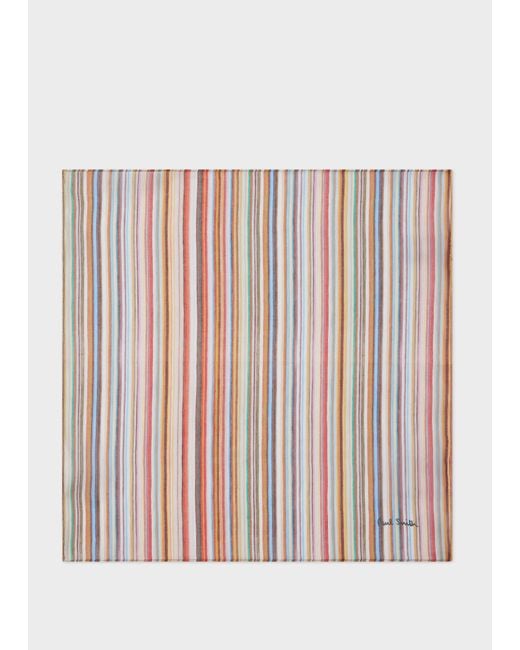 Paul Smith Red 'Signature Stripe' Cotton Pocket Square for men