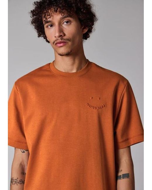 Paul Smith Brown Casual-Fit Embossed 'Happy' T-Shirt for men