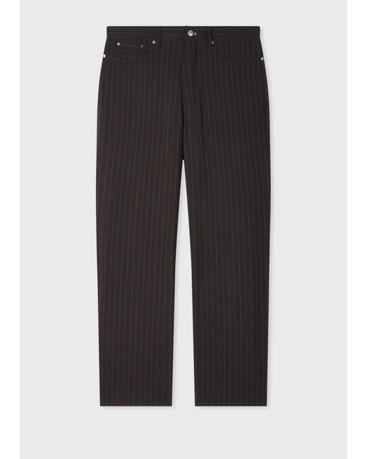 Paul Smith Black Pinstripe Wool Five-Pocket Trousers for men