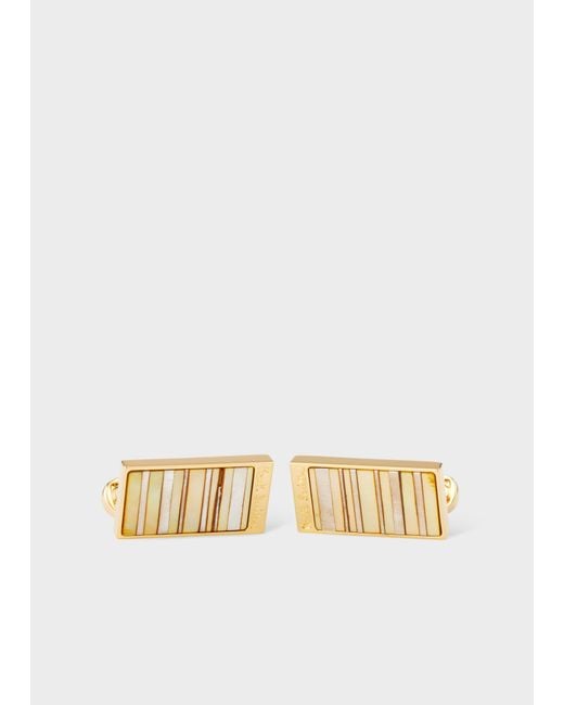 Paul Smith Metallic Mother-Of-Pearl Stripe Cufflinks for men