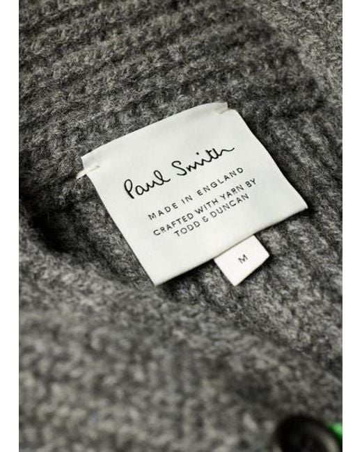 Paul Smith Gray Lambwool Shawl Collar Cardigan for men