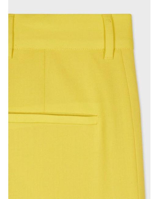 Paul Smith Yellow Wool Hopsack Pleated Trousers