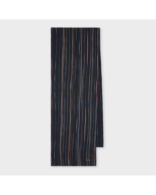 Paul Smith Blue Dark 'Signature Stripe' Scarf for men