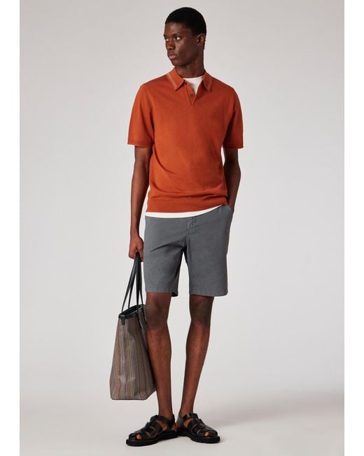 Paul Smith Red Cotton-Twill 'Broad Stripe Zebra' Shorts for men