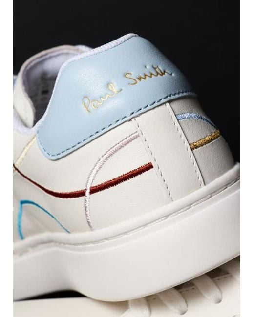 Paul Smith Natural 'Lapin' 'Embroidery Lines' Trainers
