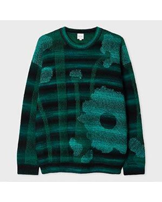 Paul Smith Men's Green 'Field Flowers' Wool-Alpaca Sweater