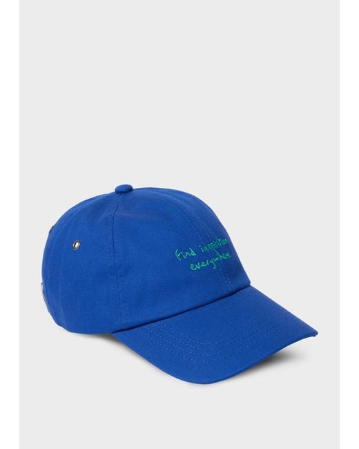 Paul Smith Blue Cotton-Twill Quote Cap for men