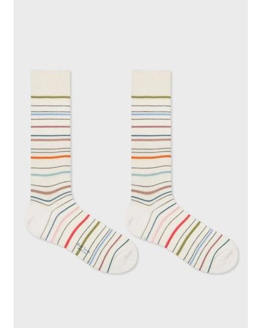 Paul Smith White 'Pencil Stripe' Socks for men