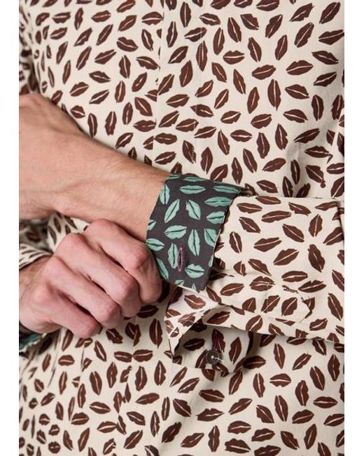 Paul Smith Natural Slim-Fit 'Lips' Print Shirt for men