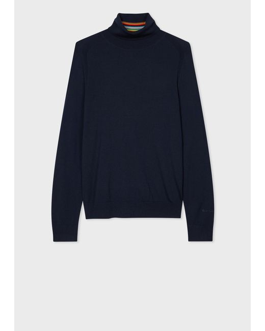 Paul Smith Blue Merino Wool Roll Neck Sweater for men