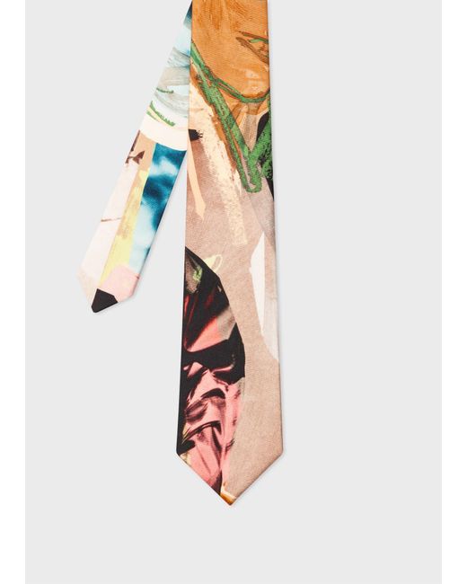 Paul Smith White 'life Drawing Collage' Silk Tie Multicolour for men