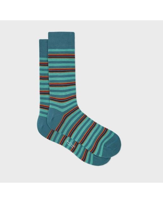 Paul Smith Blue 'Artist Stripe' Placement Socks for men