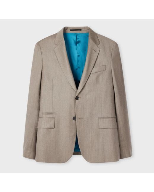 Paul Smith Blue Tailored-Fit Oatmeal Overdyed Wool-Cashmere Flannel Blazer for men