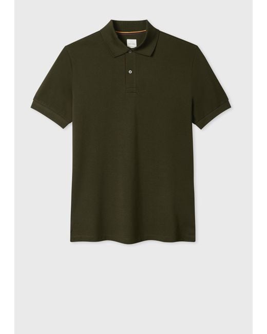 Paul Smith Green Khaki 'Artist Stripe' Placket Polo Shirt for men