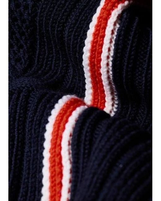 Paul Smith Blue Merino Cable Check Sweater for men