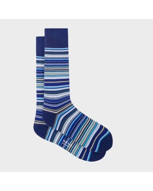 Paul Smith Sky Blue 'signature Stripe' Socks for men