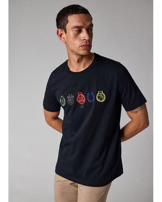 Paul Smith Blue 'Lucky Charm' Print T-Shirt for men