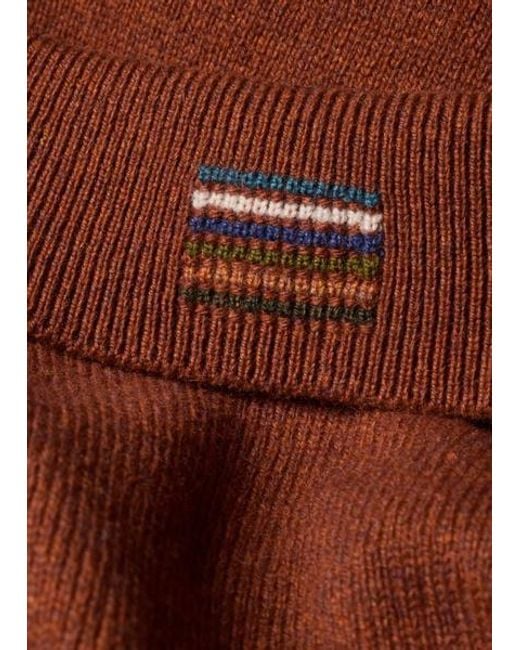 Paul Smith Red Merino Wool Long-Sleeve Polo Shirt for men
