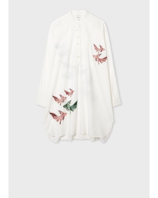 Paul Smith White 'Le Peche Fish' Embroidery Kaftan