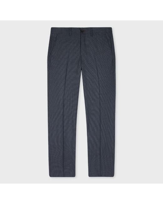 Paul Smith Blue Mid-Fit Check Wool-Blend Trousers for men