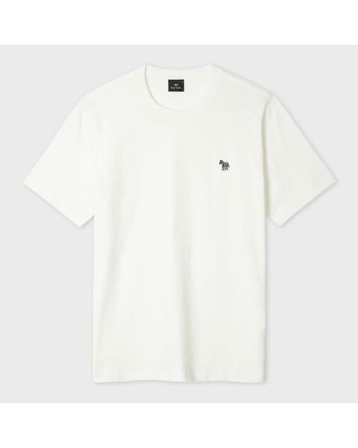 Paul Smith White Ecru Organic Cotton Zebra Logo T-Shirt for men