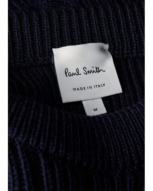 Paul Smith Blue Merino Cable Check Sweater for men