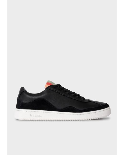 Paul Smith Black 'pip' Leather Trainers With Suede Trim