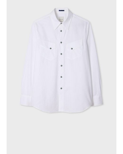 Paul Smith White Twill-Stripe Western Shirt for men