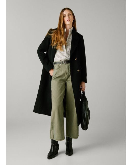 Pepe Jeans Black Mantel Lang Wickeldesign