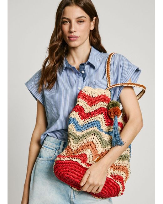 Pepe Jeans Multicolor Tote Bag Bast Gestreift