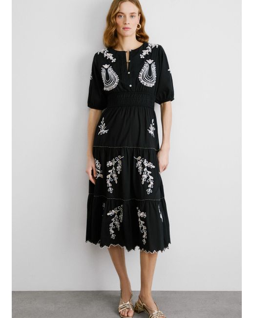 Pepe Jeans Black Kleid Midi Popeline Gestrickt