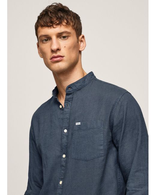 Pepe Jeans Hemd regular fit mit leinen in Blau für Herren | Lyst DE