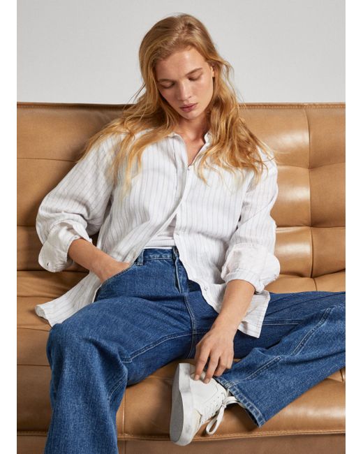 Camisa algodón y lino fit relaxed Pepe Jeans de color Blue