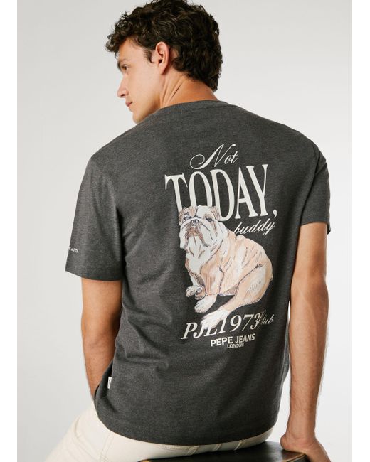 Camiseta espalda estampada fit relaxed Pepe Jeans de hombre de color Gray