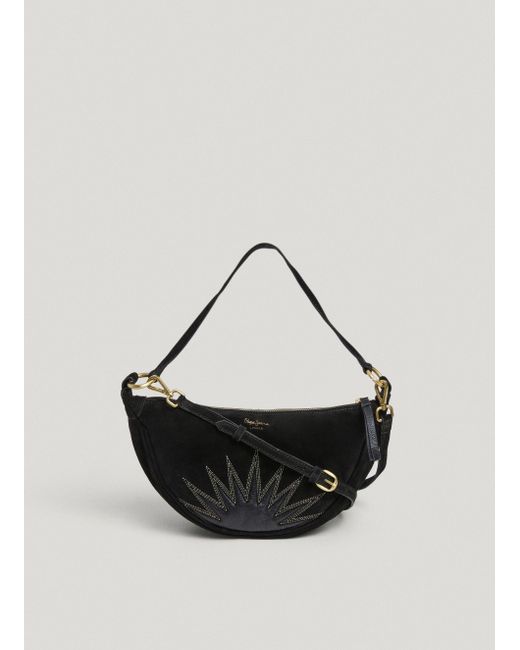 Pepe Jeans Black Tasche Halbmond Leder