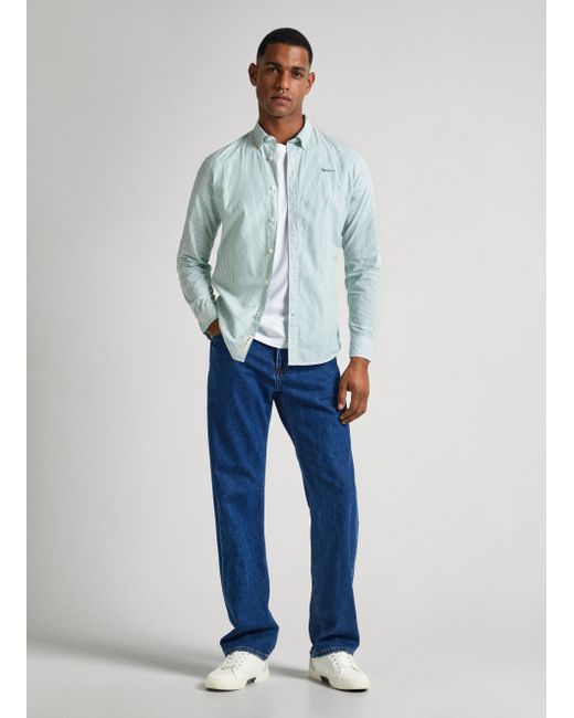 Chemise en popeline à rayures slim Pepe Jeans pour homme en coloris Blue