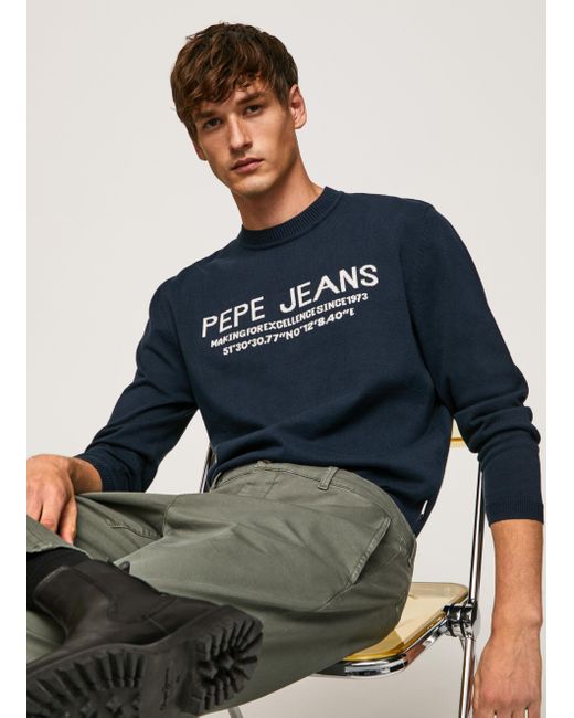 Pull col rond pluton Pepe Jeans pour homme en coloris Bleu | Lyst