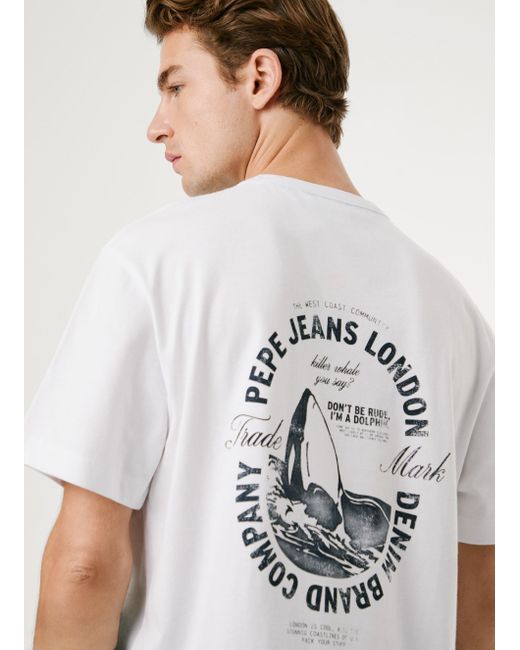 Camiseta espalda estampada fit relaxed Pepe Jeans de hombre de color White