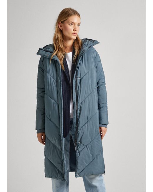 Doudoune longue matelassée Pepe Jeans en coloris Bleu | Lyst