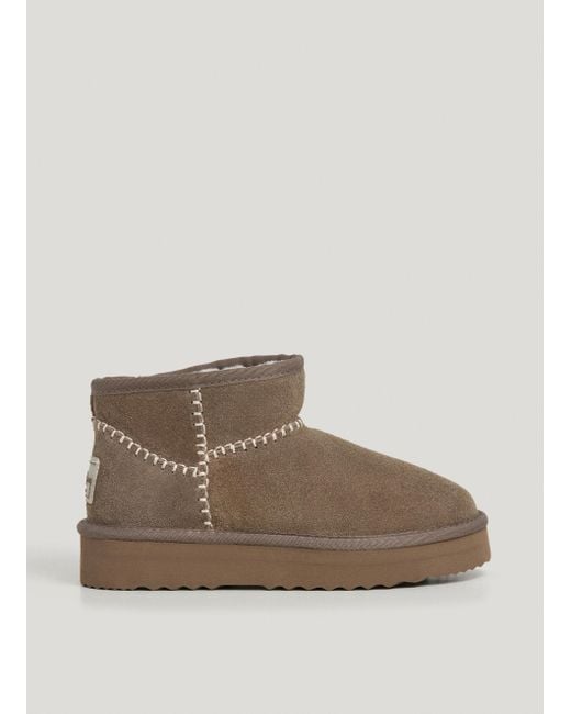 Botines de ante con forro efecto pelo Pepe Jeans de color Brown