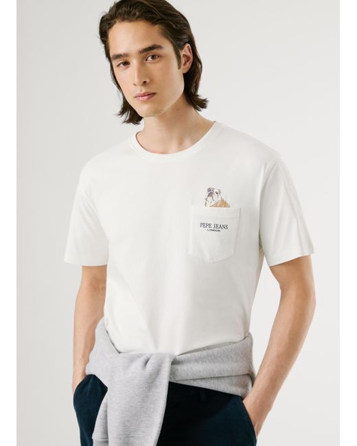 Camiseta bolsillo frontal fit regular Pepe Jeans de hombre de color White