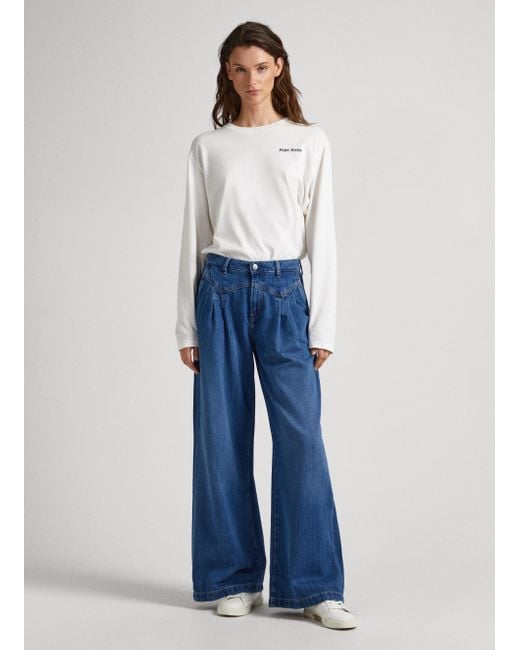 Pepe Jeans Blue Quinn pleat jeans relaxed mid waist