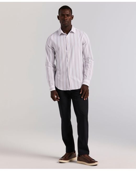 Perry Ellis White Ombre Stripe Long Sleeve Slim Fit Shirt for men